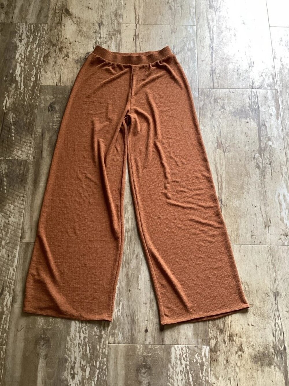 ZARA COLLECTION Textured Pants Wide Leg Mustard Stretch Women’s Small